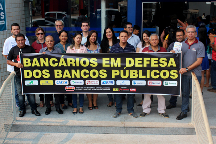 Bancários de Rondônia realizam ato em defesa dos bancos públicos
