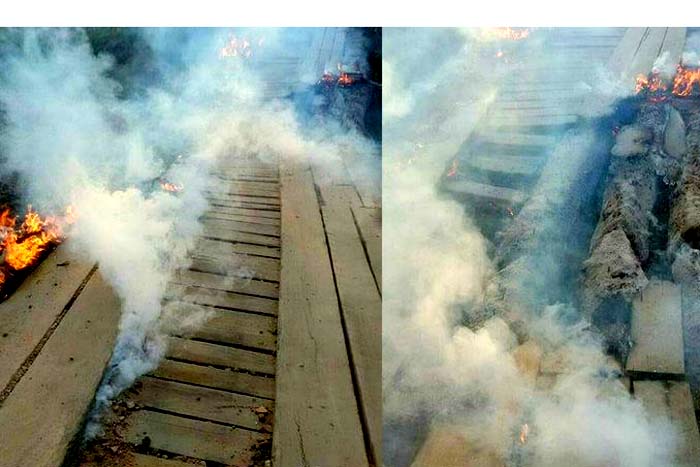 Ponte deteriorada no distrito Tarilândia é incendiada 