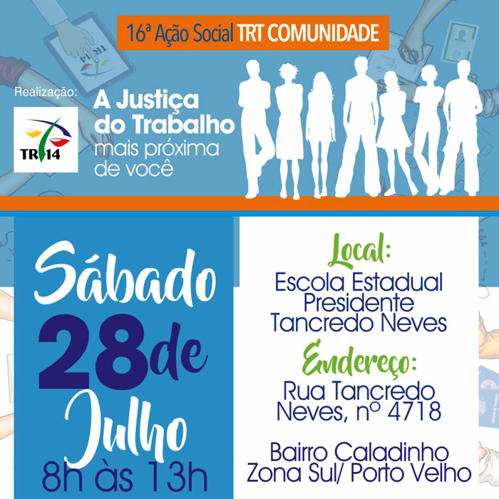 ​​TRT Comunidade oferece atendimentos gratuitos no dia 28 na Zona Sul de Porto Velho