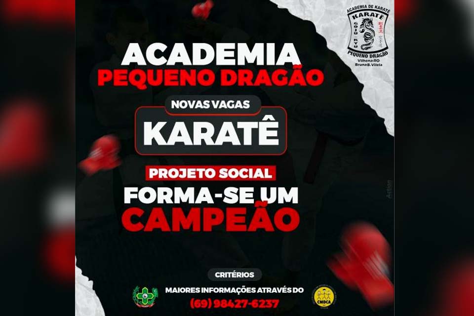 Academia Pequeno Dragão abre inscrição para o projeto “Forma-se um Campeão”