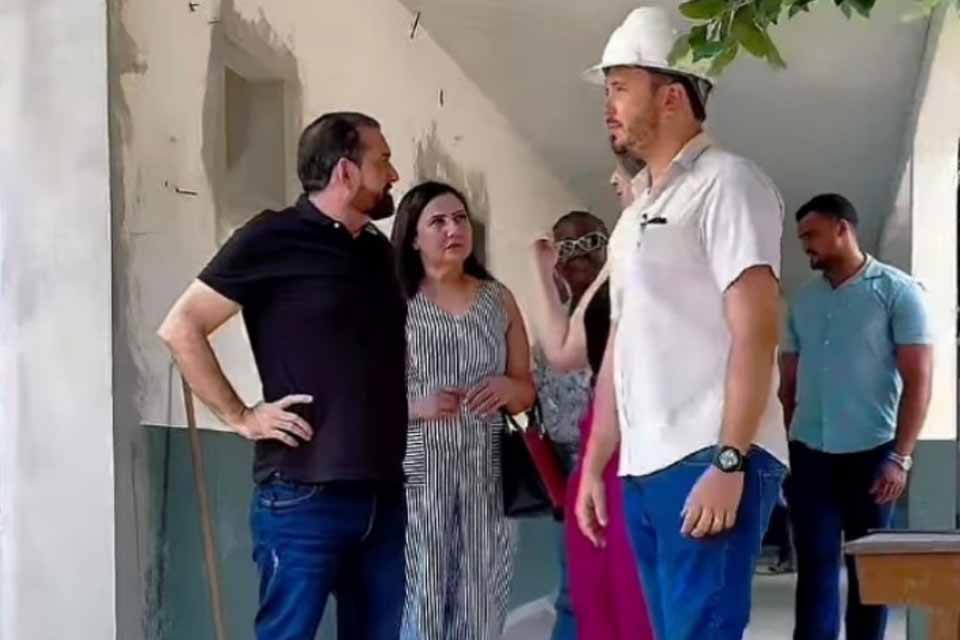Deputado Laerte Gomes visita obras de reforma e ampliação da Apae, em Presidente Médici