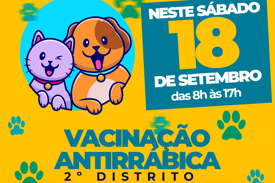 Vacinação antirrábica começa neste sábado; campanha será iniciada no segundo distrito