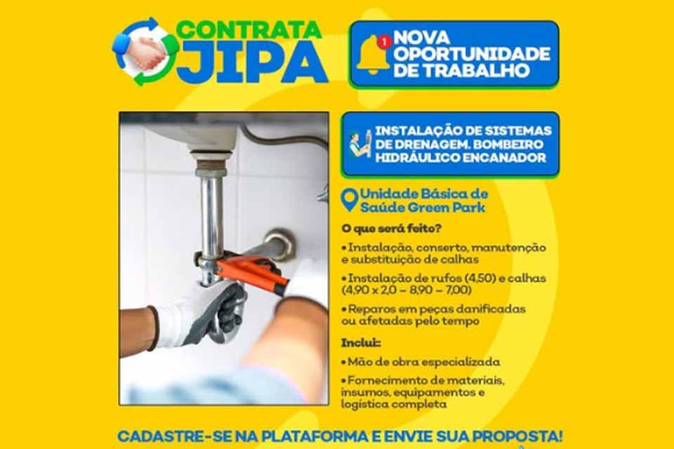 Oportunidade aberta no Contrata Jipa empresa especializada para instalação de sistemas de drenagem
