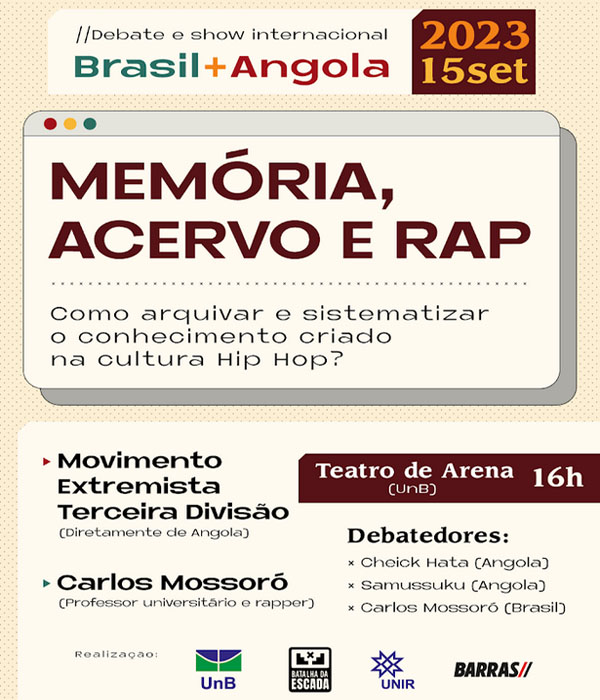 Grupo de pesquisa da Unir organiza evento de rap na Universidade de Brasília