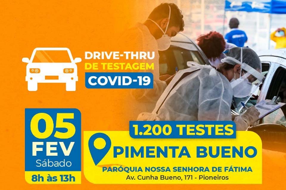 Prefeitura realiza drive-thru para testagem rápida para covid-19 no próximo sábado (5)