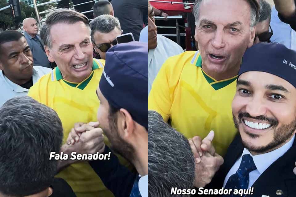 Bolsonaro encontra Fernando Máximo durante ato por anistia em Brasília e o chama de 