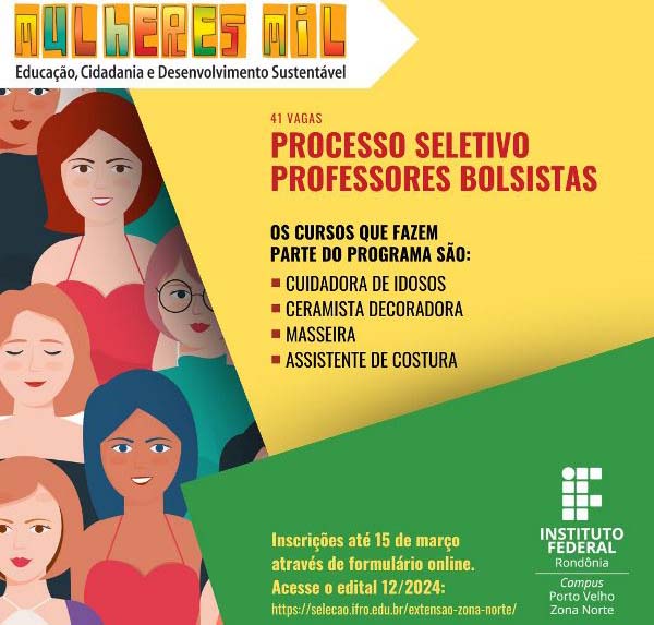Aberta seleção de profissionais para atuar nos cursos do Programa Mulheres Mil do Zona Norte