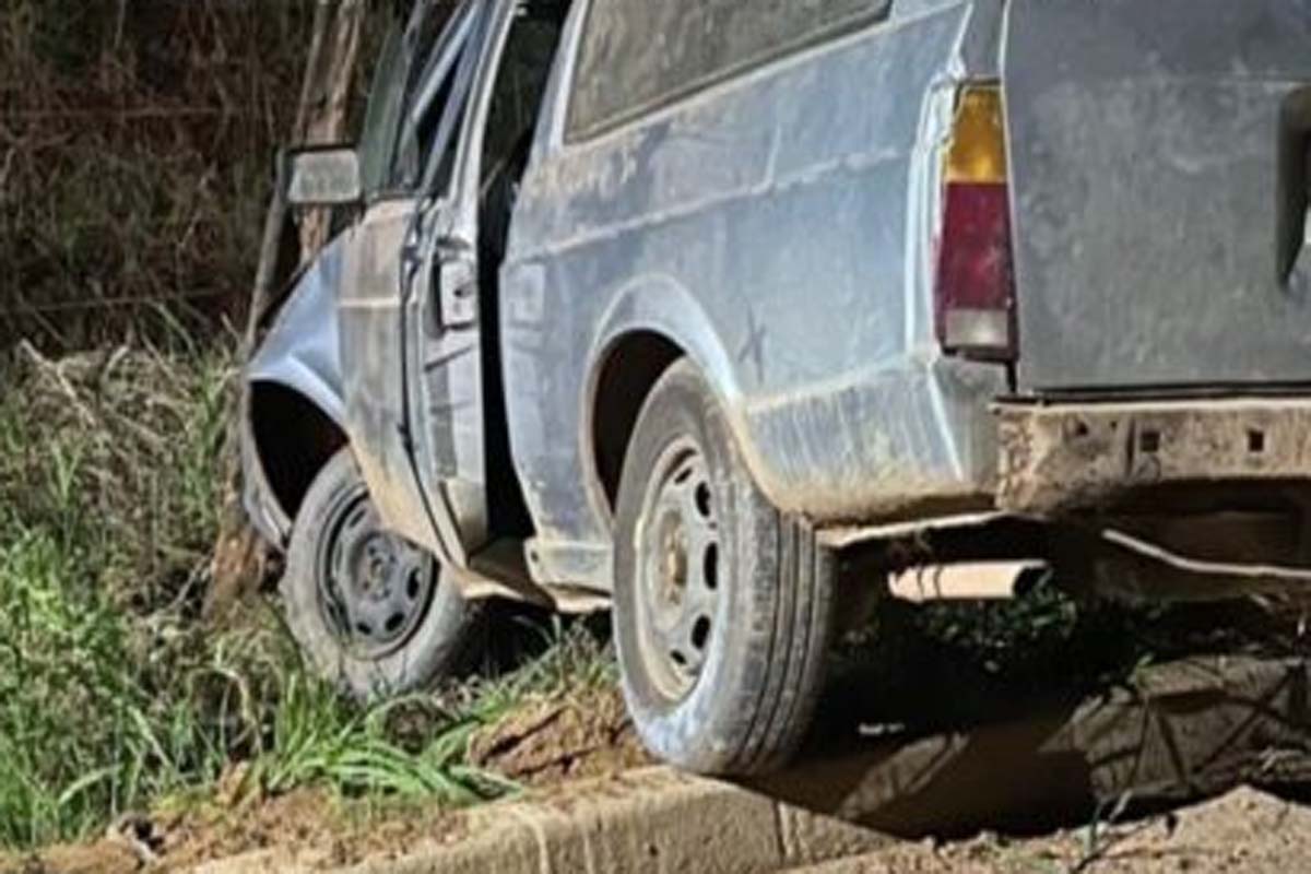Criminosos roubam veículo, sofrem acidente durante fuga e fogem para o mato