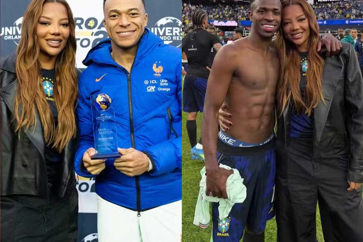 “Te amo”: Ludmilla encontra Vini Jr., premia Mbappé e participa de ação em jogo entre Brasil e França