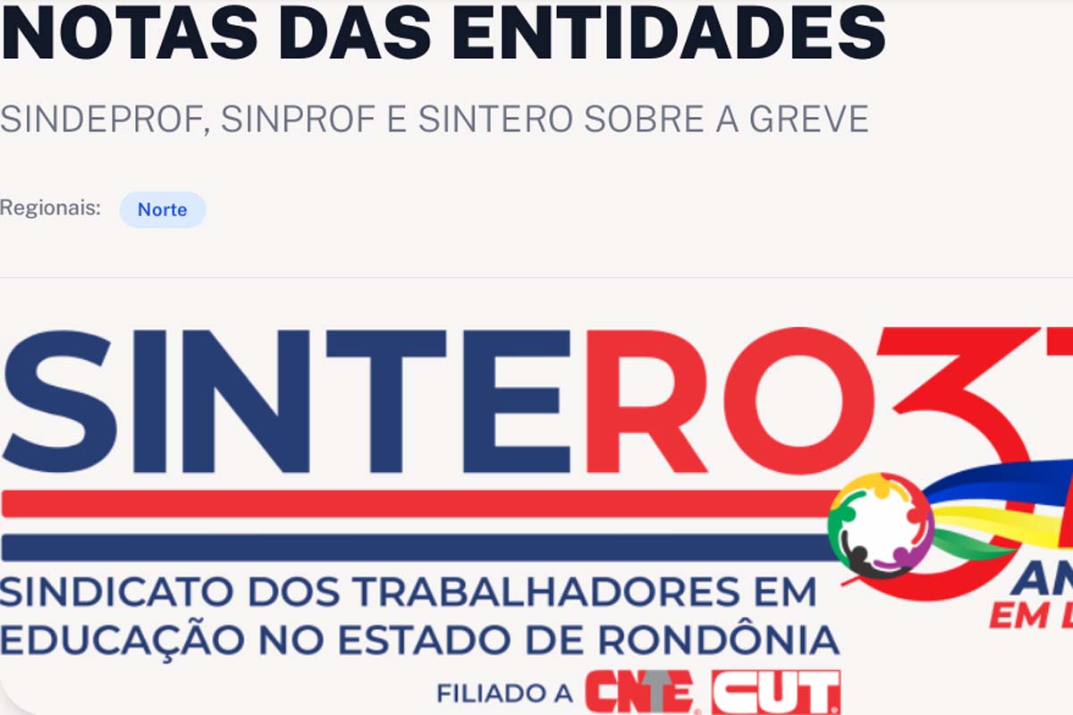 SINDEPROF, o SINPROF e o SINTERO em Assembleia decide pela deliberação de greve no dia próximo dia 12