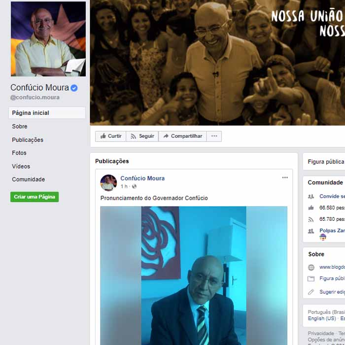 Vídeo – Pelo Facebook, Confúcio Moura renuncia e indica início da gestão Daniel Pereira