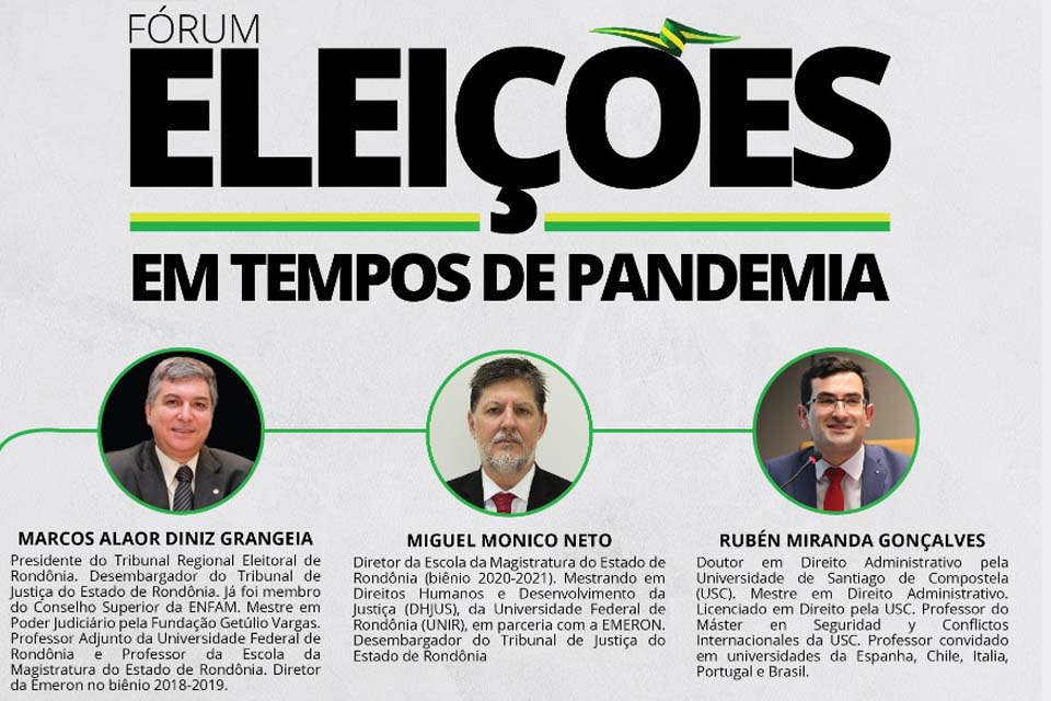 Fórum virtual da Emeron sobre as eleições em tempos de pandemia acontece no próximo dia 21