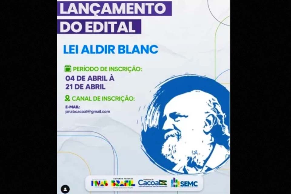 Secretaria Municipal de Cultura anuncia lançamento do edital Aldir Blanc em Cacoal
