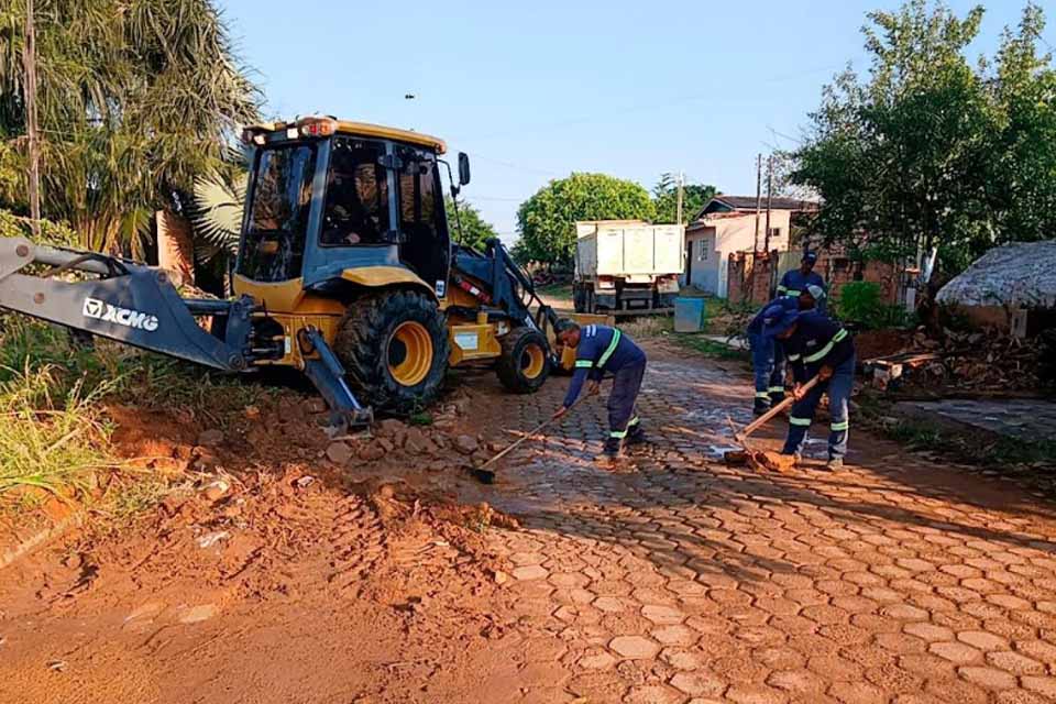 Semosp restaura bloquetes da rua Rio Guaporé, no Dom Bosco