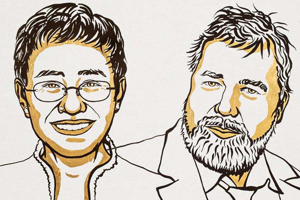 Nobel da Paz premia jornalistas por trabalho pela liberdade de expressão