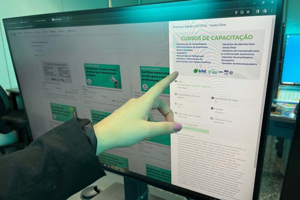 “Geração Emprego” do Governo de RO oferece mais de 630 vagas em cursos gratuitos no Estado