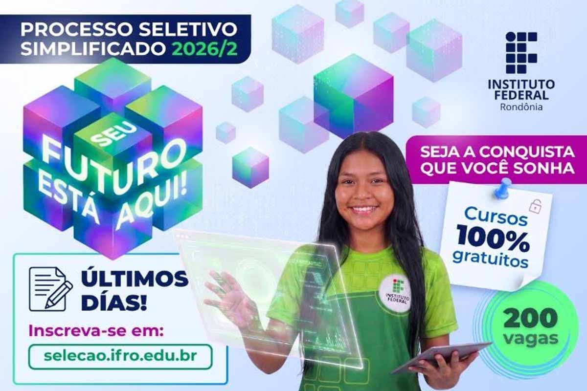 Últimos dias para se candidatar a uma das 400 vagas no Processo Seletivo Simplificado do IFRO
