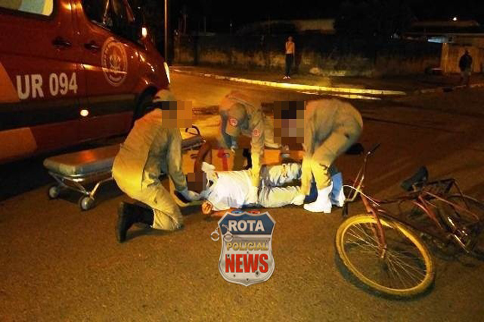 Ciclista avança preferencial e acaba atingido por veículo 
