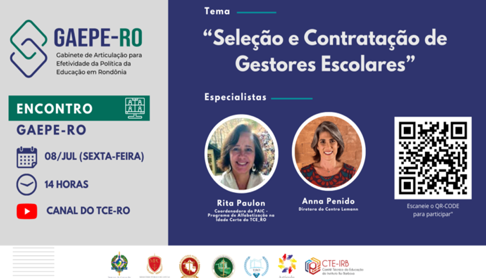 TCE promoverá discussão sobre o processo de seleção de gestores escolares durante o encontro do Gaepe-RO na sexta-feira (8/7)