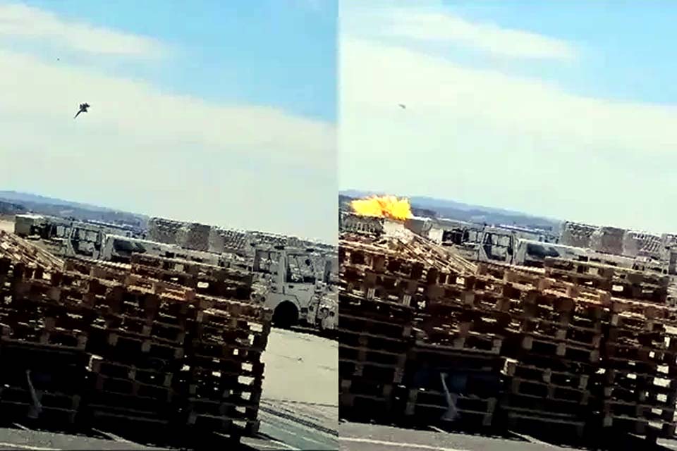 Caça F-18 da Força Aérea da Espanha cai durante voo de exibição na Base Aérea de Zaragoza