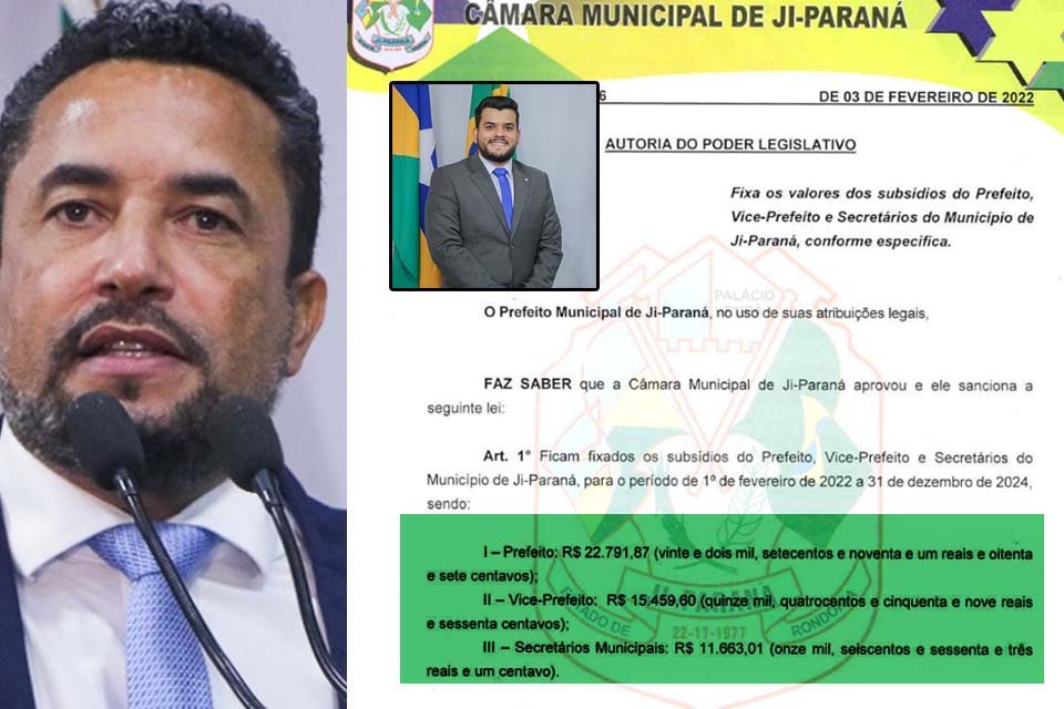 Prefeito de Ji-Paraná que tentou ‘‘empurrar’’ aumento de quase 70% no salário pode ser multado em quase R$ 500 mil; Isaú quer receber R$ 22 mil por mês