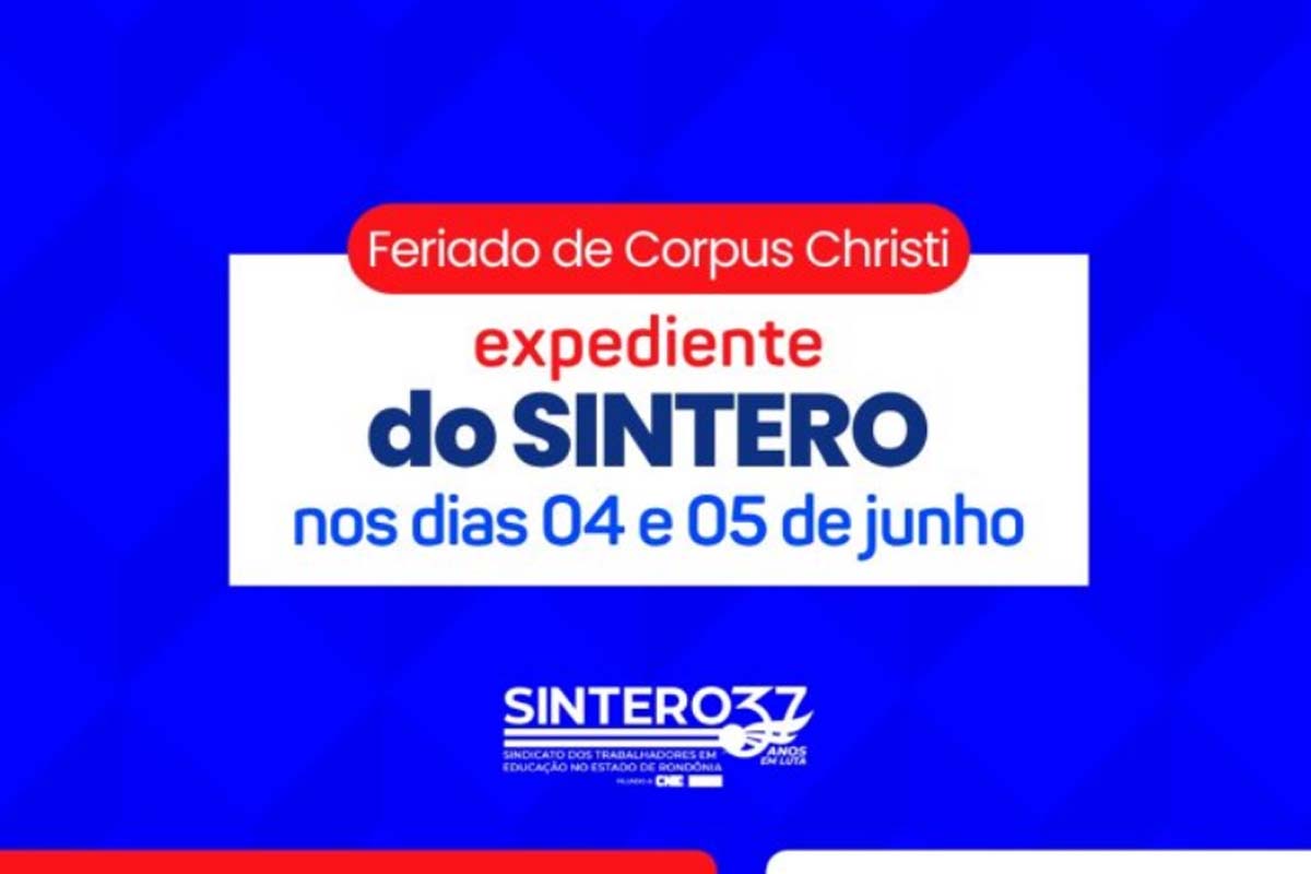 SINTERO informa sobre o feriado de Corpus Christi