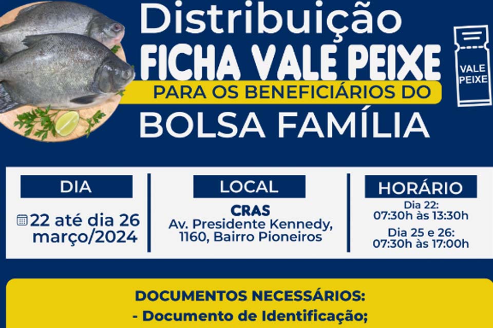 Semast de Pimenta Bueno realiza a entrega de Vale Peixe para as famílias beneficiárias 
