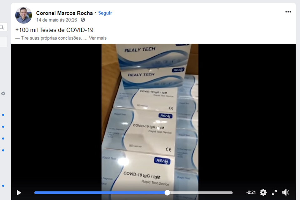 Quatro dias após pronunciamento de Rocha, Anvisa ainda não liberou os cem mil testes chineses de Coronavírus adquiridos pelo Governo de Rondônia