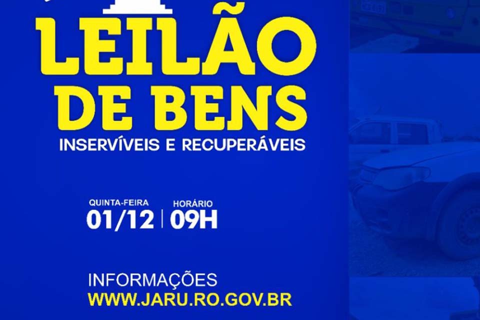 Visitação aos lotes do leilão de bens inservíveis e recuperáveis da prefeitura acontece de 28 a 30 de novembro
