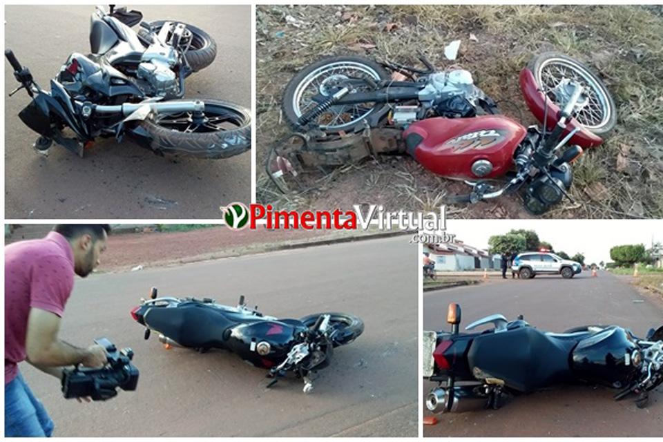 Colisão entre motos deixa duas pessoas feridas em Pimenta Bueno