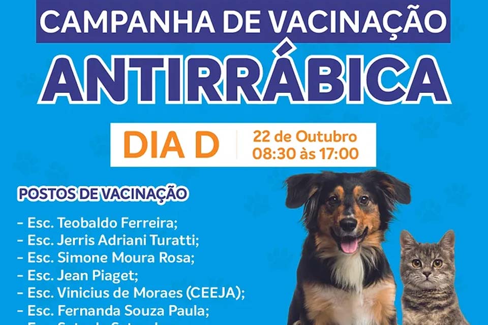 Dia D de Vacinação para cães e gatos será no próximo dia 22 de outubro