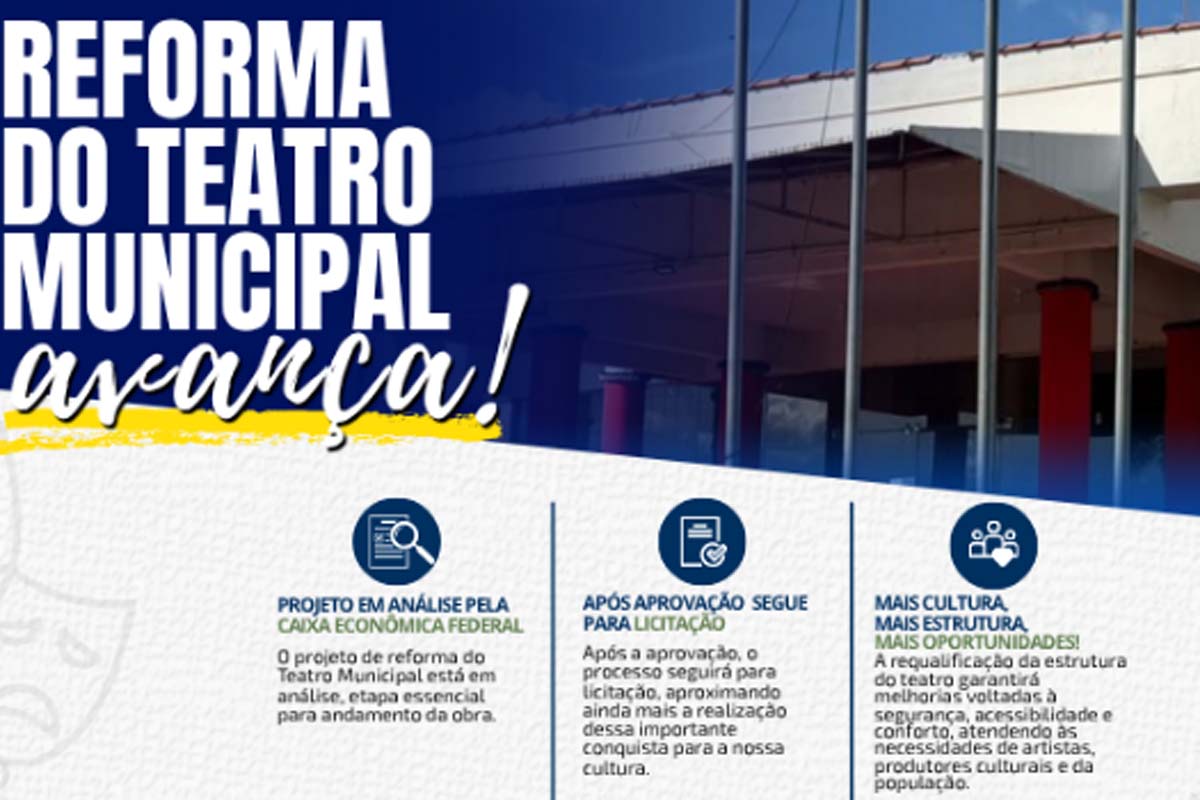 Reforma do Teatro Municipal avança com projeto em análise pela Caixa Econômica Federal