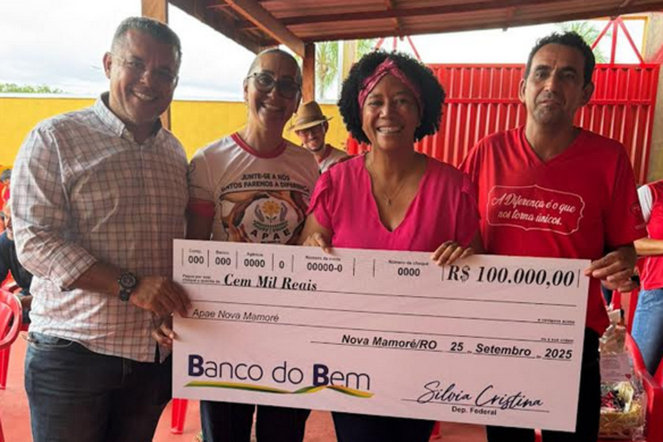 Apae de Nova Mamoré recebe R$ 100 de emenda da deputada federal Sílvia Cristina