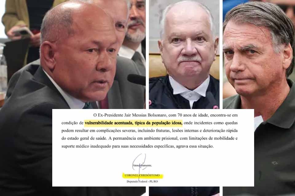 Chrisóstomo pede ao presidente do STF remoção de Bolsonaro da cadeia por “condição de vulnerabilidade acentuada, típica da população idosa”