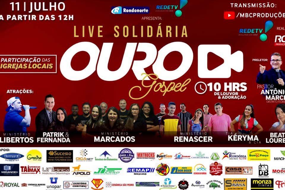 Rede TV transmite neste sábado Live Solidária Ouro Gospel; serão 10 horas ininterruptas