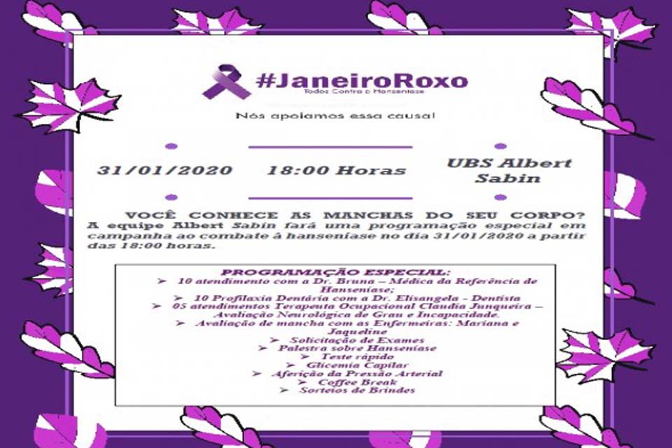 UBS Albert Sabin realizará programação especial ao combate à hanseníase