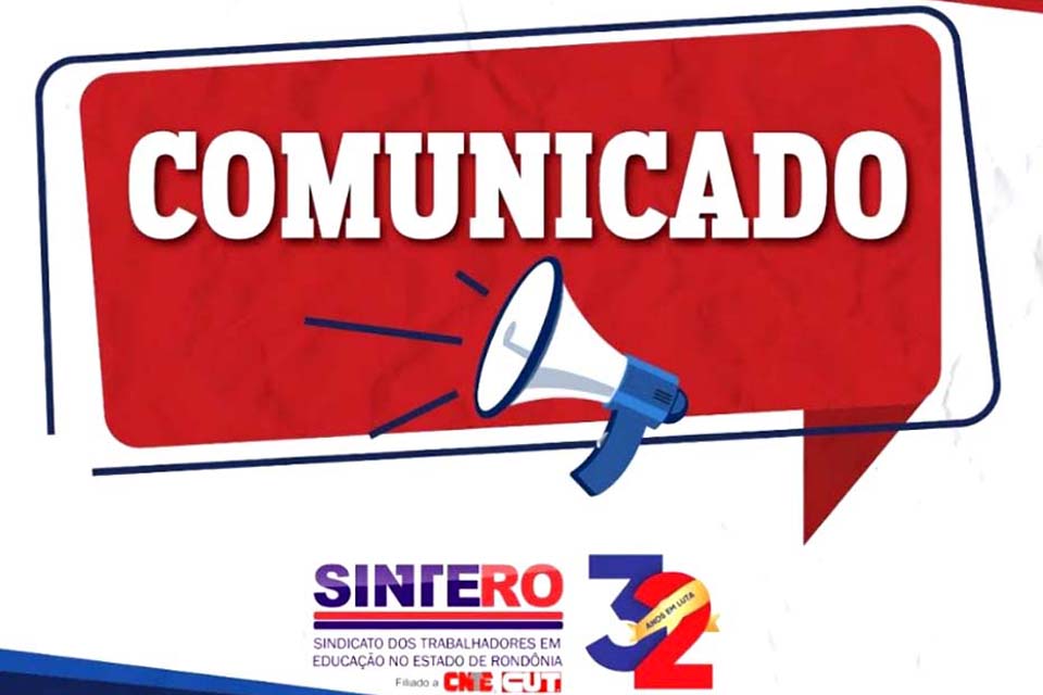SINTERO comunica que o site responsável por disponibilizar o contracheque dos servidores estaduais encontra-se em manutenção
