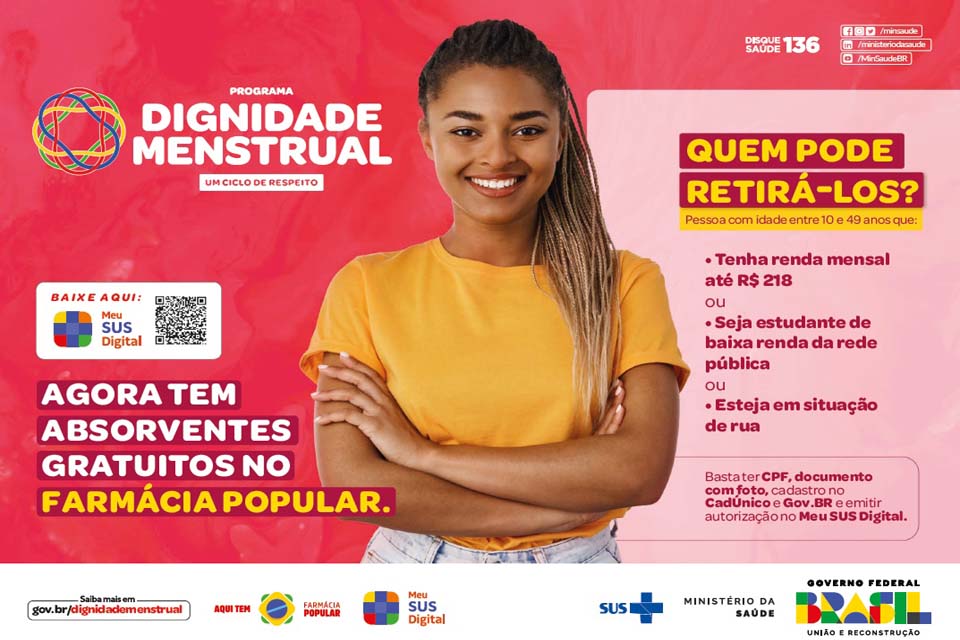 Saiba como ter acesso a absorventes gratuitos em Rondônia