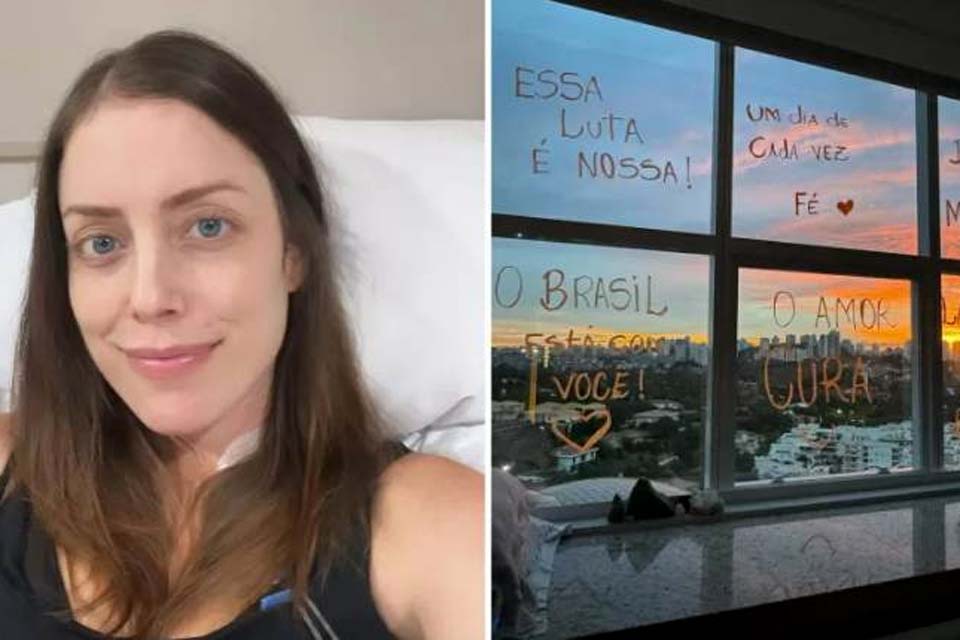 Fabiana Justus se emociona ao receber homenagem em janela de hospital