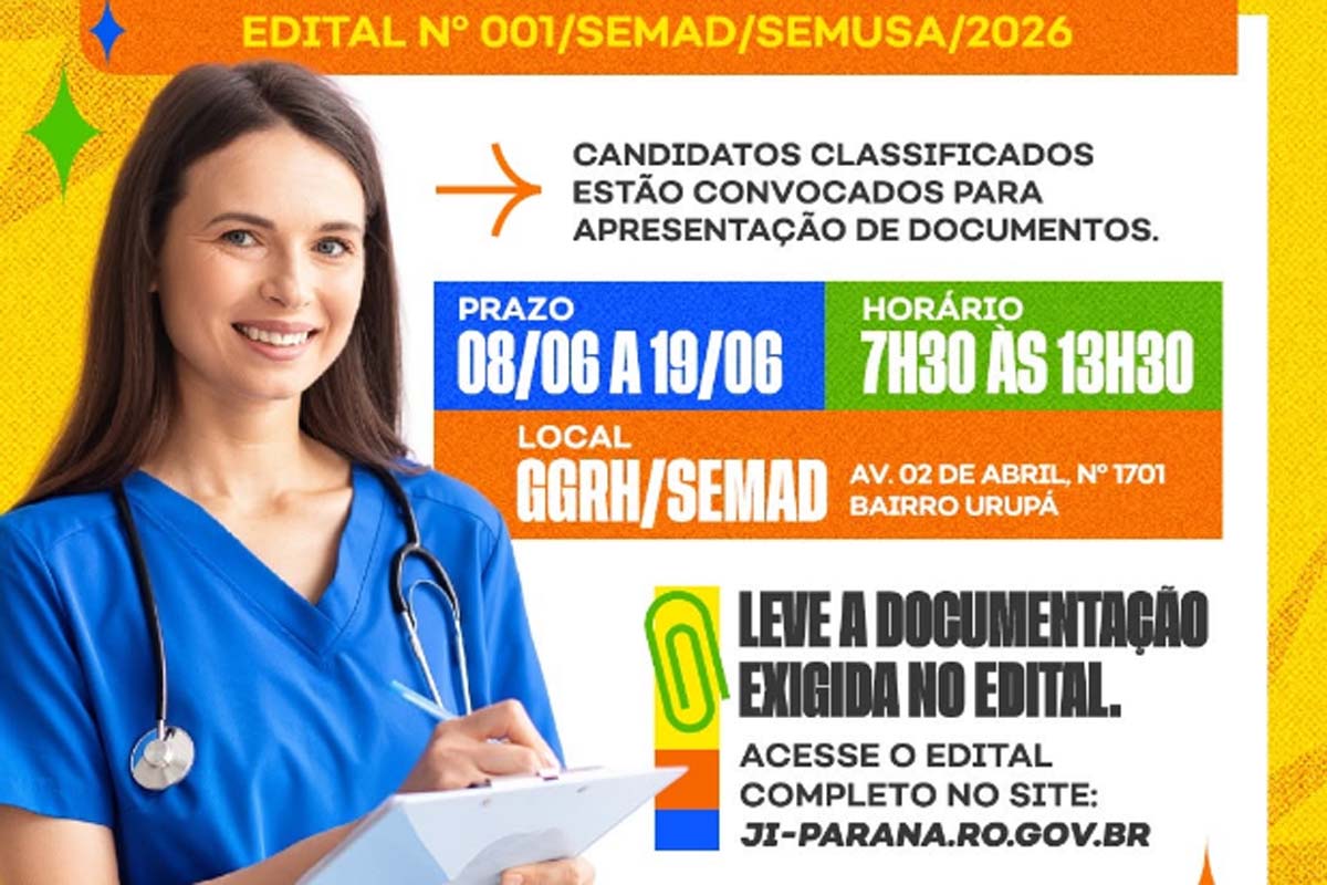 Candidatos já podem realizar a apresentação da documentação para dar continuidade ao processo seletivo da Saúde