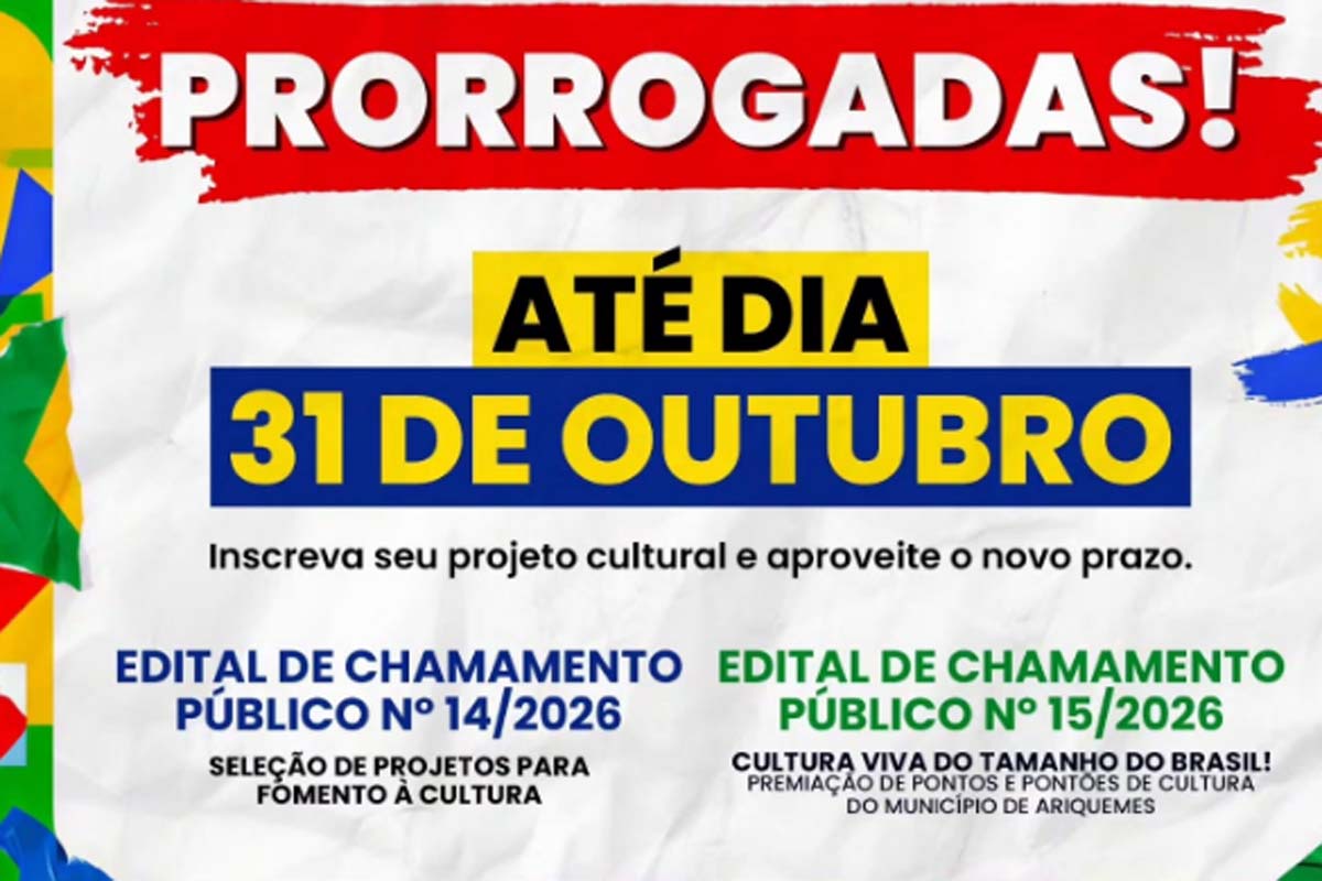 Prefeitura publica Editais de Chamamento Público com recursos da Política Nacional Aldir Blanc de Fomento à Cultura 