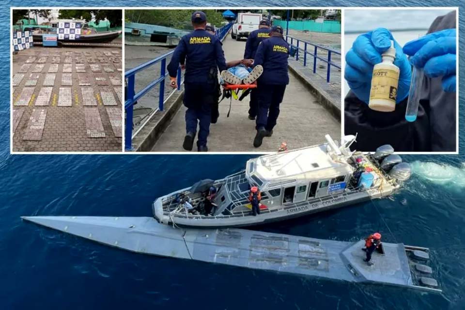 Submarino é encontrado na Colômbia com quase 3 toneladas de cocaína e dois corpos