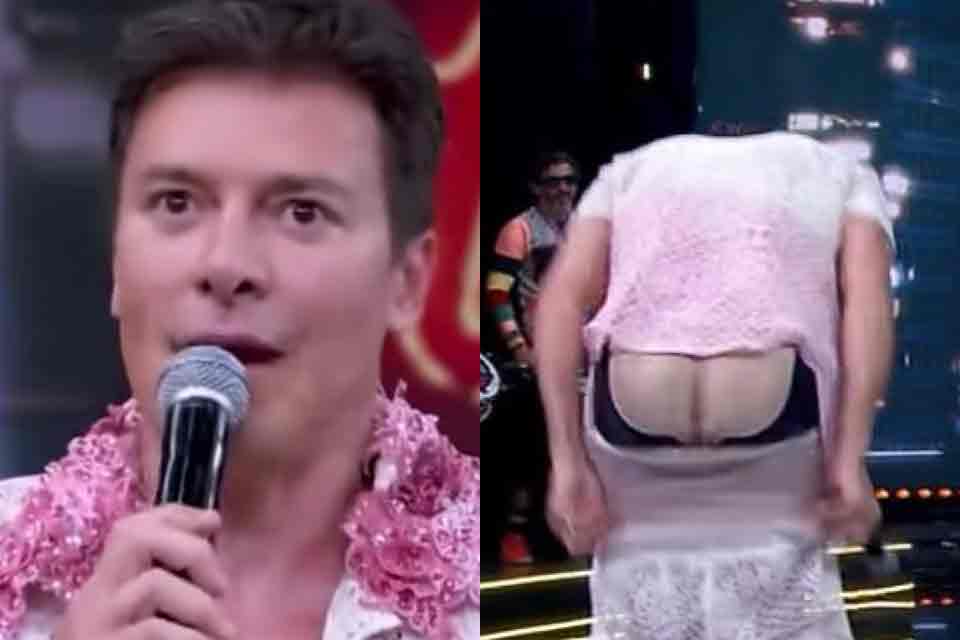 Rodrigo Faro baixa as calças na TV e mostra cueca de enchimento: “Bumbum gaveta”