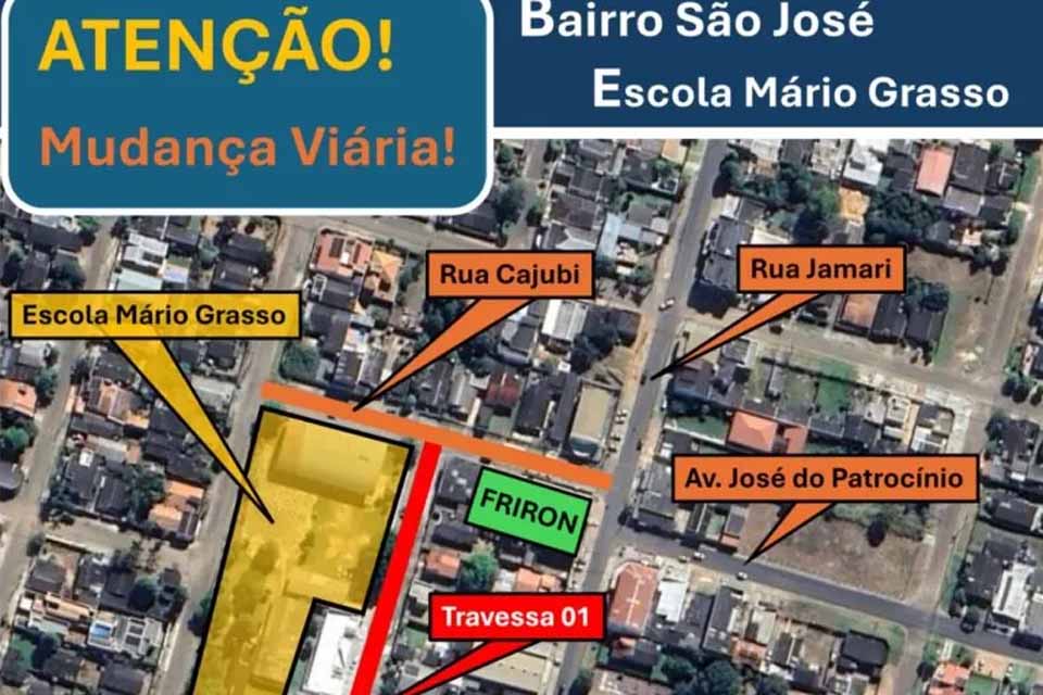 Trânsito em frente às escolas municipais Mário Grasso e Penha Rosendo terá novo sentido