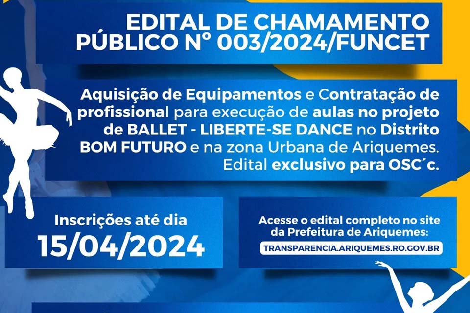Prefeitura de Ariquemes divulga Edital de Chamamento Público para a seleção de OSCs