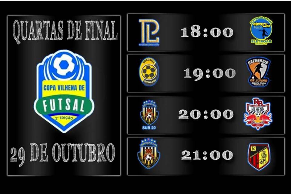Definidos os confrontos das quartas de final da Copa Vilhena de Futsal