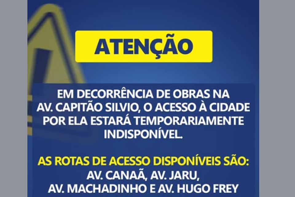 Prefeitura informa que acesso pela Avenida Capitão Sílvio está temporariamente indisponível