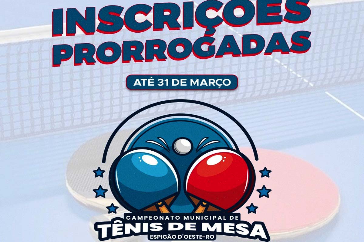 Prefeitura prorroga inscrições para campeonato municipal de tênis de mesa até 31 de março