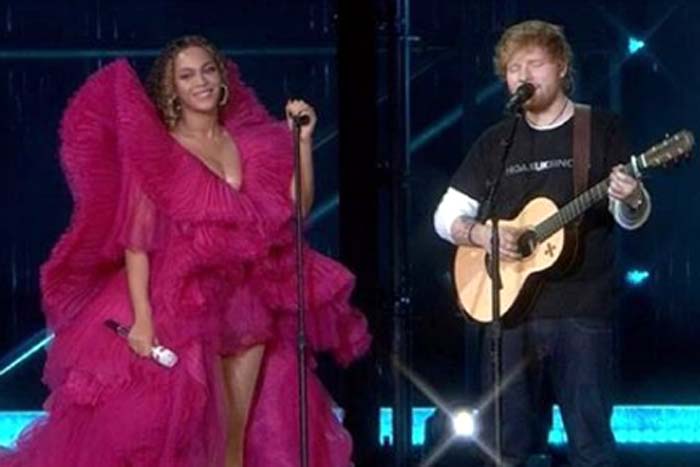 Ed Sheeran responde críticas sobre estar mal vestido ao lado de Beyoncé