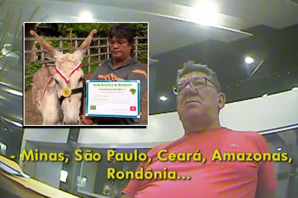 Instituto de premiação que deu medalha de melhor gestor a jumento já contemplou autoridades de 17 municípios de Rondônia
